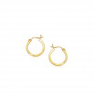 14k Yellow Gold Slender Hoop Earring with Diamond-Cut Finish (15mm Diameter) D130858