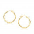14k Yellow Gold Slender Hoop Earring with Diamond-Cut Finish (25mm Diameter) D178333
