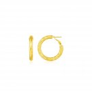 14k Yellow Gold Small Textured Round Hoop Earrings Yellow Gold