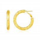 14k Yellow Gold Small Textured Round Hoop Earrings Yellow Gold