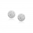 14k Yellow Gold Stud White Crystal Ball Earrings D74263995