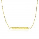 14k Yellow Gold Textured Bar Style Chain Necklace