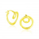 14k Yellow Gold Textured Coil Style Hoop Earrings Yellow Gold