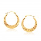 14k Yellow Gold Textured Graduated Twist Hoop Earrings D164092