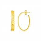 14k Yellow Gold Textured Oval Hoop Earrings Yellow Gold