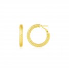 14k Yellow Gold Textured Round Hoop Earrings Yellow Gold