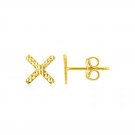 14k Yellow Gold Textured X Post Earrings Yellow Gold