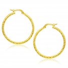 14k Yellow Gold Tube Textured Round Hoop Earrings D40342933
