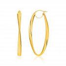 14k Yellow Gold Twist Motif Oval Shape Hoop Earrings D28497206