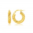 14k Yellow Gold Twisted Cable Small Hoop Earrings Yellow Gold