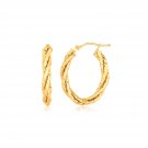14k Yellow Gold Twisted Tube Oval Hoop Earrings D181535