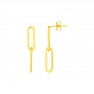 14K Yellow Gold Two Link Paperclip Chain Earrings Yellow Gold