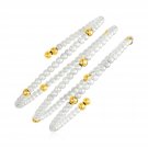 14k Yellow Gold Wrap Around Bangle with Polished Beads and Glass Pearls Yellow Gold