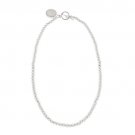 18 inch Sterling Silver Beaded Oval Charm Necklace 1394