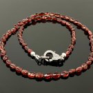 18' Garnet Necklace with Pave Diamond Clasp; Garnet Necklace; Gifts for Her Default Title
