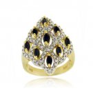 18K 18K Gold over Sterling Silver Diamond & Genuine Sapphire Diamond Shaped Ring Size 8 RG11165S-8