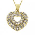 18k Gold over Silver 1-2 ct. TDW Genuine Diamond Heart Pendant PG10492