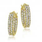 18k Gold over Silver 16mm Two Row Inside Out CZ Hoop Earrings HG10882