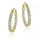 18k Gold over Silver 18mm Inside Out CZ Hoop Earrings HG10877