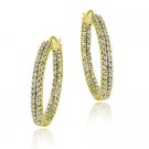 18k Gold over Silver 25mm Two Row Inside Out CZ Hoop Earrings HG10883