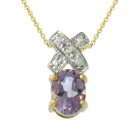 18k Gold over Silver Amethyst & Diamond Accent 'XO' Pendant PG2913A