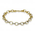 18k Gold over Silver Diamond Accent Circle & Bar Link Bracelet BG10575