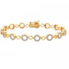 18k Gold over Silver Diamond Accent Circle Link Bracelet BG10576