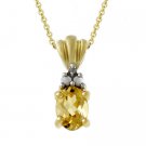 18k Gold over Silver Diamond Accented Oval Citrine Pendant PG10726C