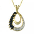 18K Gold over Silver Diamond Accented Sapphire Teardrop Pendant PG10714S