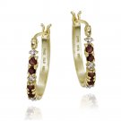 18k Gold over Silver Garnet & Diamond Accent Hoop Earrings HG12310G