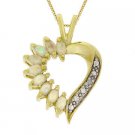 18k Gold over Silver Genuine Diamond Accent & Created Opal Heart Pendant PG10472SOP