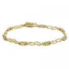 18K Gold over Silver Multi Gemstone & Diamond Accent Double Oval Link Bracelet BG10587M