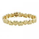 18k Gold over Silver Polished & Brushed Heart Bracelet BG10598