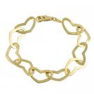 18k Gold over Silver Polished Heart Link Bracelet BG10601