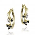 18k Gold over Silver Sapphire & Diamond Accent Flower Hoop Earrings HG12309S