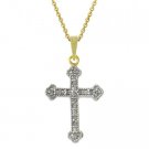 18k Gold over Silver Two-Toned Diamond Accent Cross Pendant PG10727