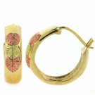 18K Gold over Sterling Sillver Tri Color Leaf Hoop Earrings ET2905