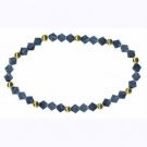 18K Gold over Sterling Silver & Midnight Blue Swarovski Elements Stretch Bracelet 2236