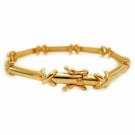 18k Gold Over Sterling Silver 'X' & Bar Link Bracelet 1175