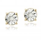 18K Gold over Sterling Silver 1-10ct Diamond Illusion-Set Stud Earrings EG13497