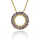 18K Gold over Sterling Silver 1-2ct Amethyst Circle Eternity Pendant PG9658A