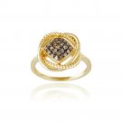 18K Gold over Sterling Silver 1-4ct Champagne Diamond Love Knot Ring Size 8 RG13089M6-8