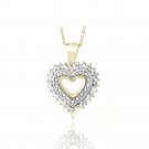 18K Gold over Sterling Silver 1-8 Ct Diamond Heart Necklace PG13843