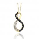 18K Gold over Sterling Silver 1-8ct Diamonds & 1ct Sapphire Infinity Necklace PG12977S