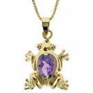 18K Gold over Sterling Silver 1.55ct Amethyst Frog Pendant PG4645A