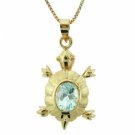 18K Gold over Sterling Silver 1.5ct Blue Topaz Turtle Pendant PG4642BT
