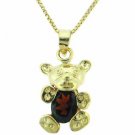 18K Gold over Sterling Silver 1.5ct Garnet Teddy Bear Necklace PG4646G