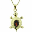 18K Gold over Sterling Silver 1.5ct Garnet Turtle Pendant PG4642G