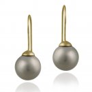 18K Gold over Sterling Silver 12mm Gray Shell Pearl Drop Earrings EG12159GPL
