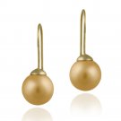 18K Gold over Sterling Silver 12mm Peach Shell Pearl Drop Earrings EG12159OR
